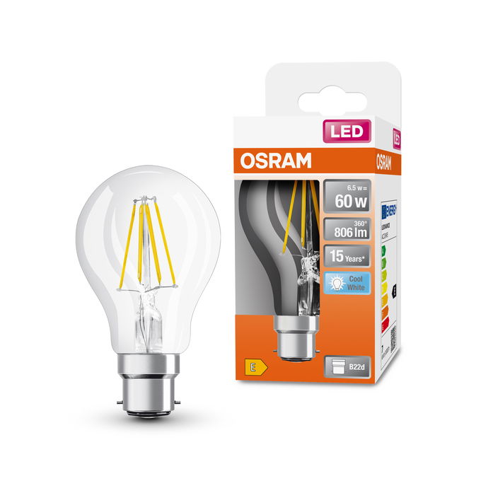 LED Star Classic A 60 Filament 6.5W 840 Clear B22d
