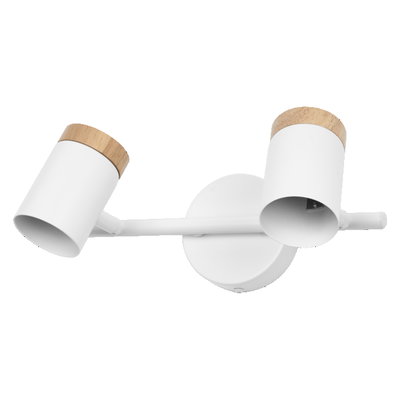 LED Spot Stamp 2xGU10 White and Wood