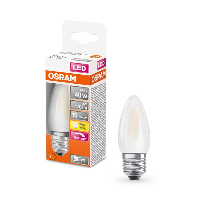 LED Superstar Classic B 40 DIM 4.8W 827 Frosted E27