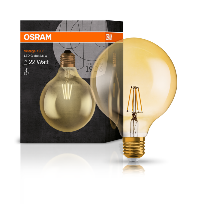 Vintage 1906 Globe 22 Filament 2.5W 824 Gold E27