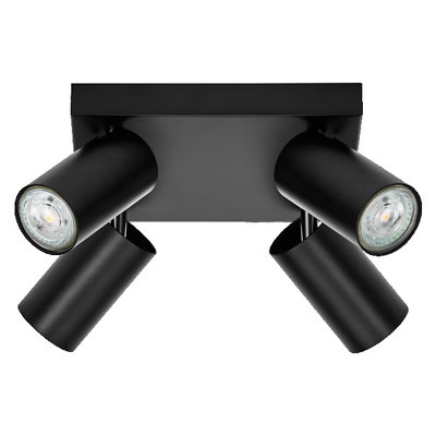 LED Spot Octagon GU10 Black Plate 4x3.4W 927 DIM