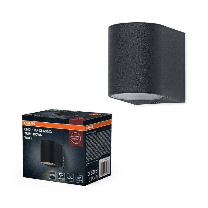 ENDURA Classic Tube Down Wall GU10 IP54 Dark Grey