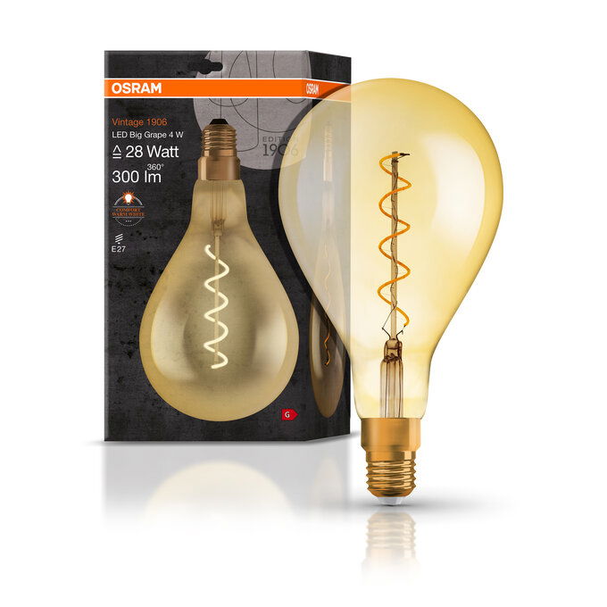 Vintage 1906 Filament Big Grape 4W 820 Gold E27