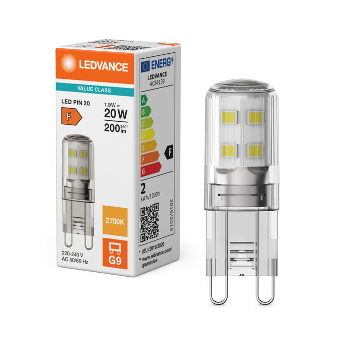 LED PIN 20 300° V 1.9W 827 Clear G9