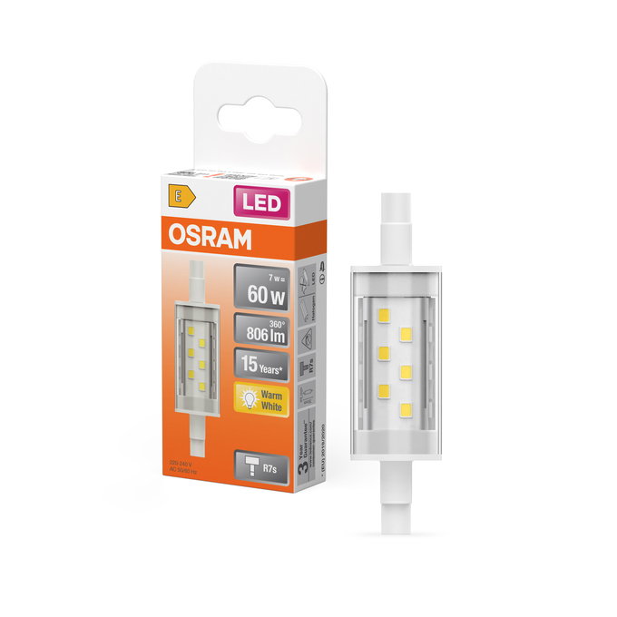 LED Slim Line 78 60 300° 7W 827 Clear R7s