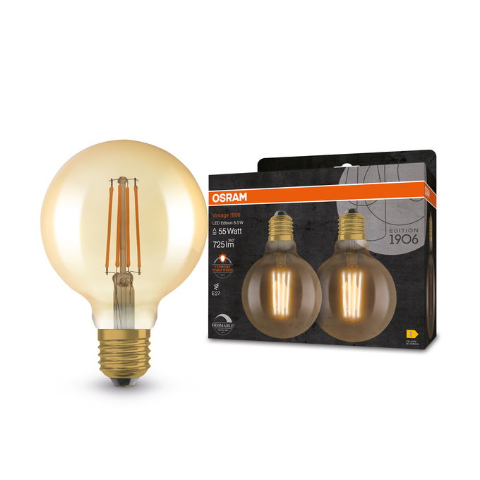 Vintage 1906 Globe 95 55 Filament DIM 6.5W 824 Gold E27