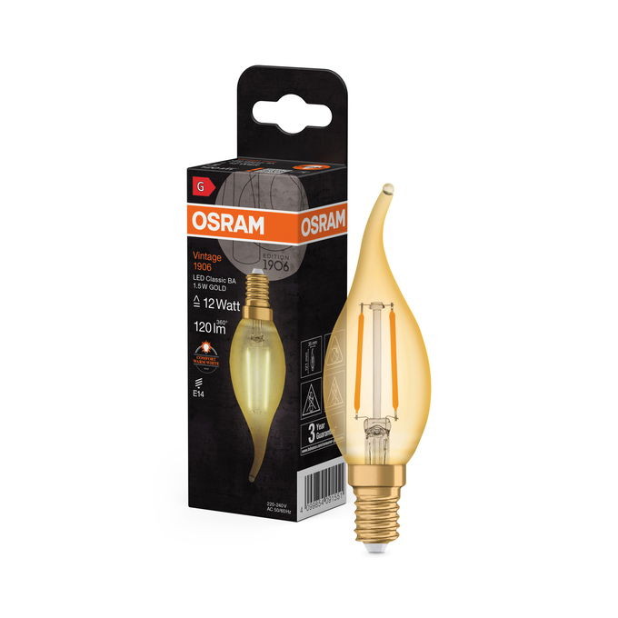 Vintage 1906 Classic BA 12 Filament 1.5W 824 Gold E14