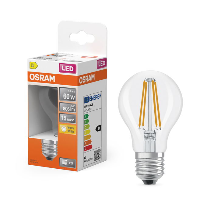 LED Star Classic A 60 Filament 5.9W 827 Clear E27