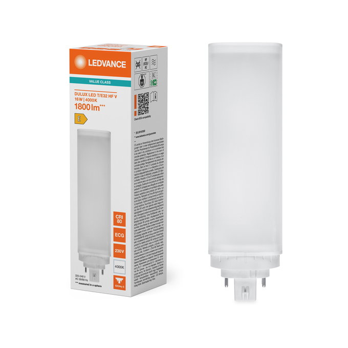 DULUX LED T/E32 HF & AC MAINS VALUE 16W 840 GX24Q-3