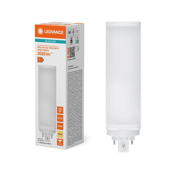 DULUX LED T/E42 HF & AC MAINS VALUE 20W 830 GX24Q-4