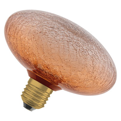 DECOR LED FLAT LAMP 3.5W 827 E27 Non-Dim  IN CRACKED GLASS FLATTENED ORANGE