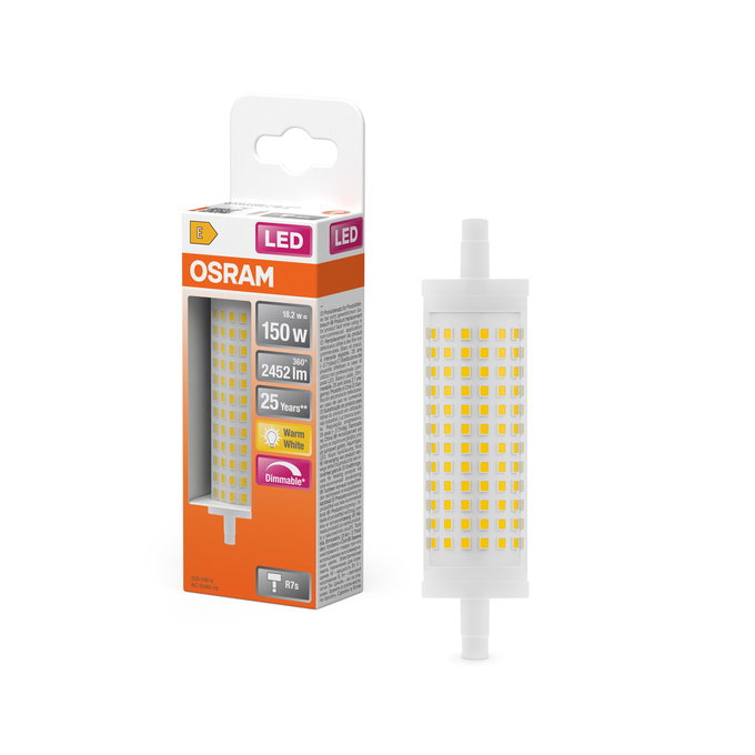 LED Line 118 150 300° DIM 18.2W 827 Clear R7s