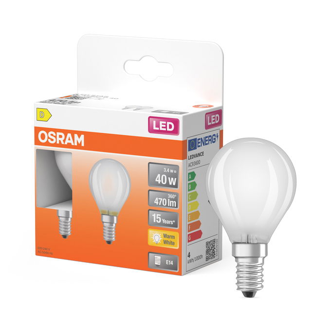 LED Star Classic P 40 Filament 3.4W 827 Frosted E14