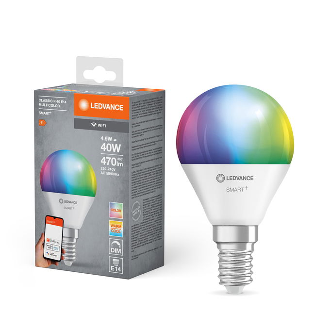 SMART WIFI P40 4,9W 230V RGBW FR E14 SINGLE PACK