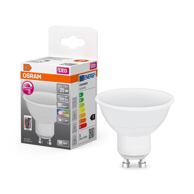 LED Superstar PAR16 25 120° RGBW Remote Control 2.9W 827 Frosted GU10