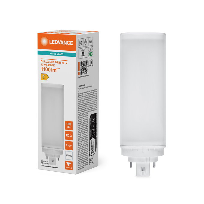 DULUX LED T/E26 HF & AC MAINS VALUE 10W 840 GX24Q-3