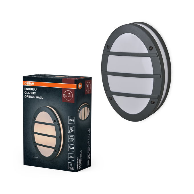 ENDURA Classic E27 IP65 Orbick Wall Dark Grey