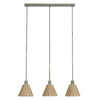 Decor Raffia Pendant Linear 3XE27 Green