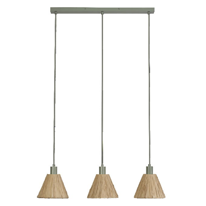 Decor Raffia Pendant Linear 3XE27 Green