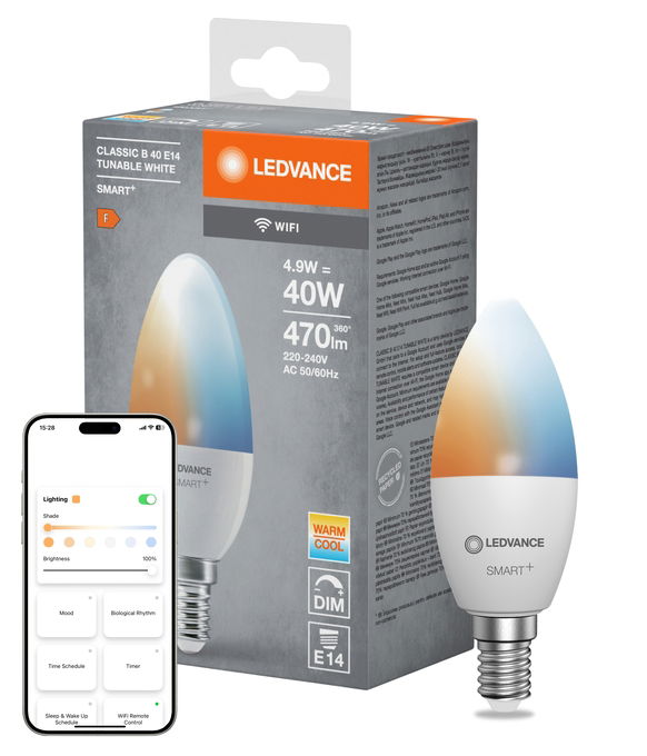 SMART WIFI B40 4,9W 230V TW FR E14 SINGLE PACK