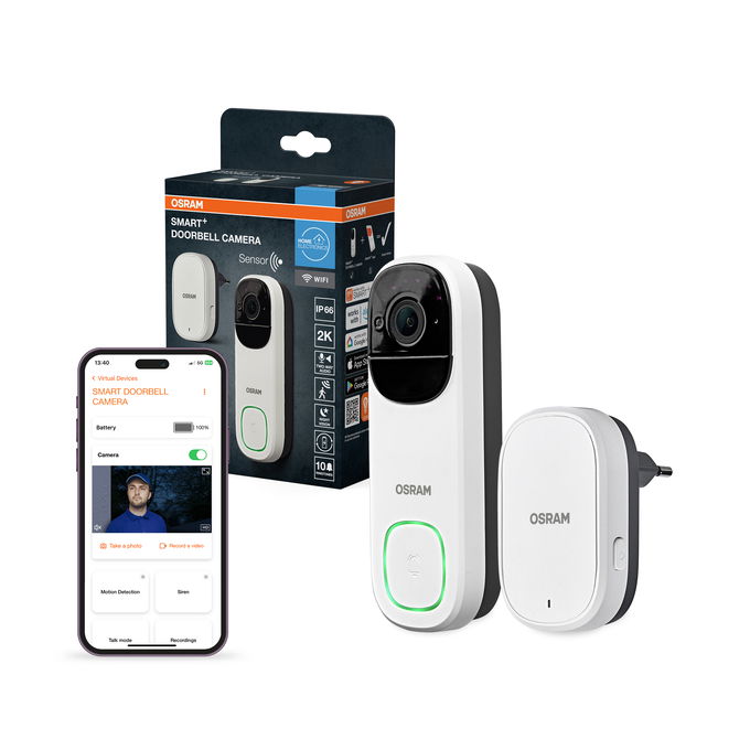 SMART+ WIFI Outdoor Camera Doorbell White