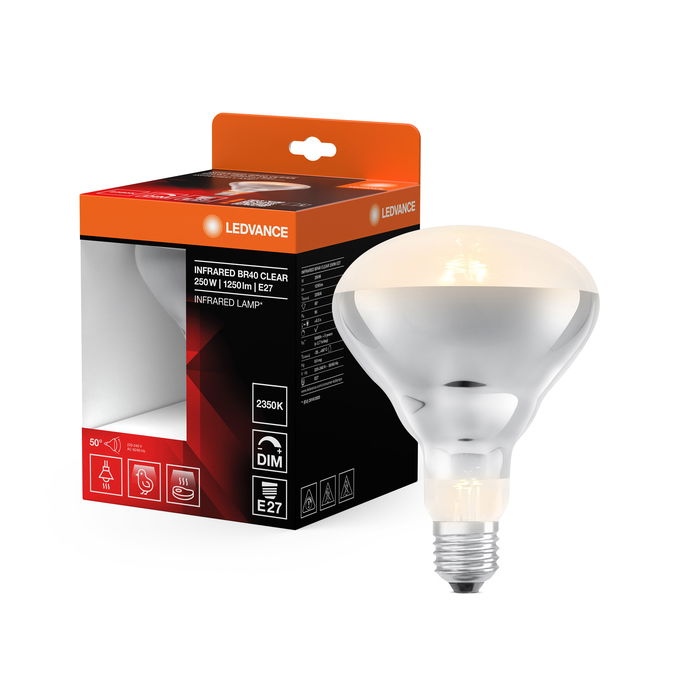 Infrared BR40 250W 240V E27 CLEAR