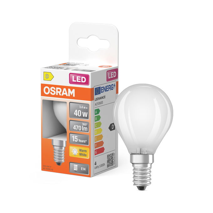 LED Star Classic P 40 Filament 3.4W 827 Frosted E14