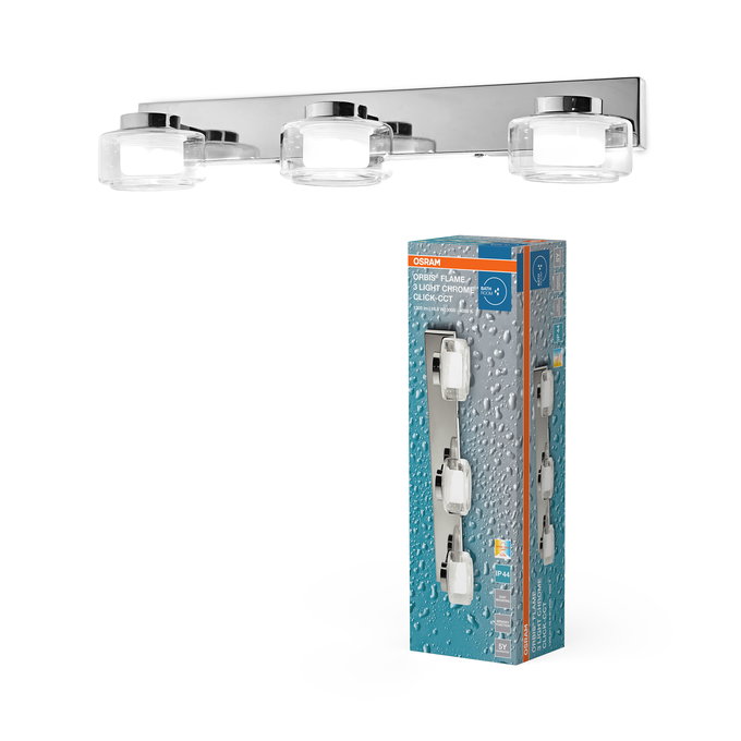 Orbis Flame 3X5.5W Click CCT IP44 Chrome