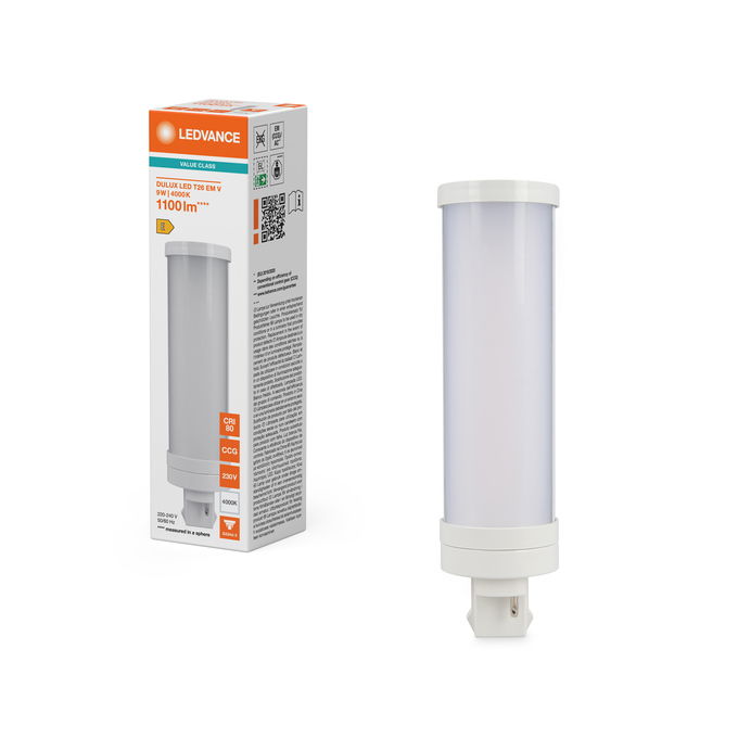 DULUX LED T26 EM & AC MAINS VALUE  9W 840 GX24D-3