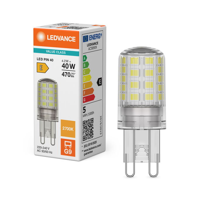 LED PIN 40 300° V 4.2W 827 Clear G9