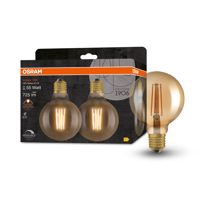 Vintage 1906 Globe 95 55 Filament DIM 6.5W 824 Gold E27