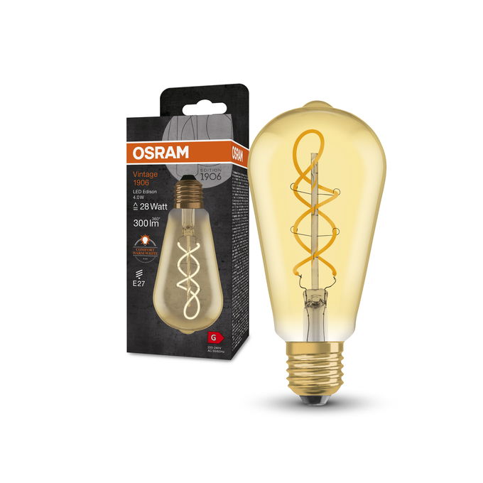 Vintage 1906 Edison 28 Filament 4W 820 Gold E27
