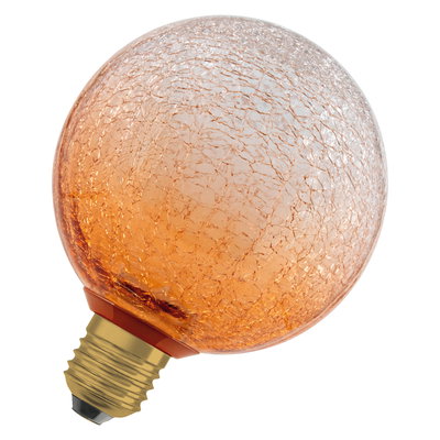 DECOR LED FLAT LAMP 3.5W 827 E27 Non-Dim IN CRACKED GLASS ROUND ORANGE