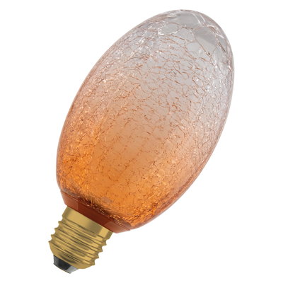 DECOR LED FLAT LAMP 3.5W 827 E27 Non-Dim  IN CRACKED GLASS LONG ORANGE