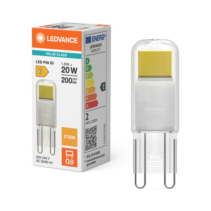LED PIN 20 320° 1.8W 827 Clear G9