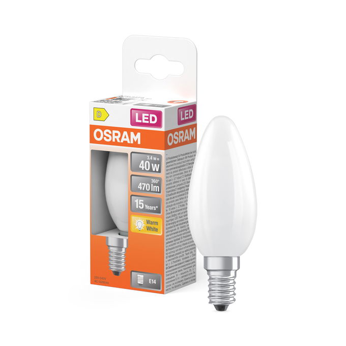 LED Star Classic B 40 Filament 3.4W 827 Frosted E14