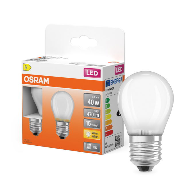 LED Star Classic P 40 Filament 3.4W 827 Frosted E27