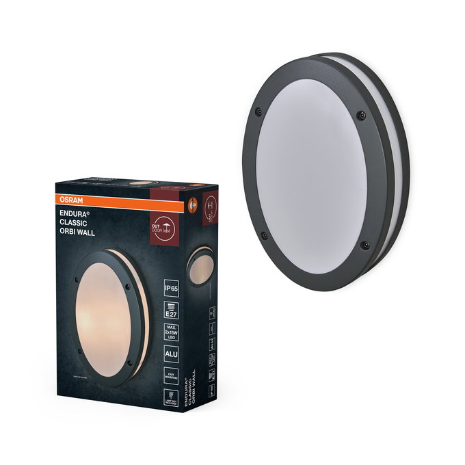 ENDURA Classic E27 IP65 Orbi Wall Dark Grey