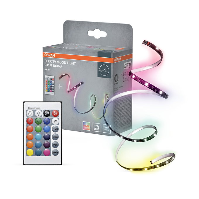 Flex Strip TV Mood Light RGB 2x1m USBA Remote Control