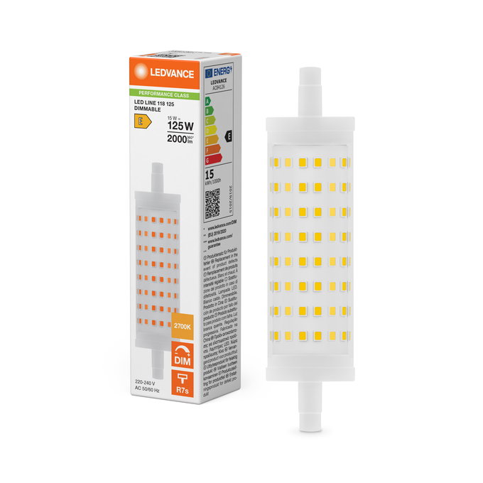 LED Line 118 125 300° DIM P 15W 827 Clear R7s