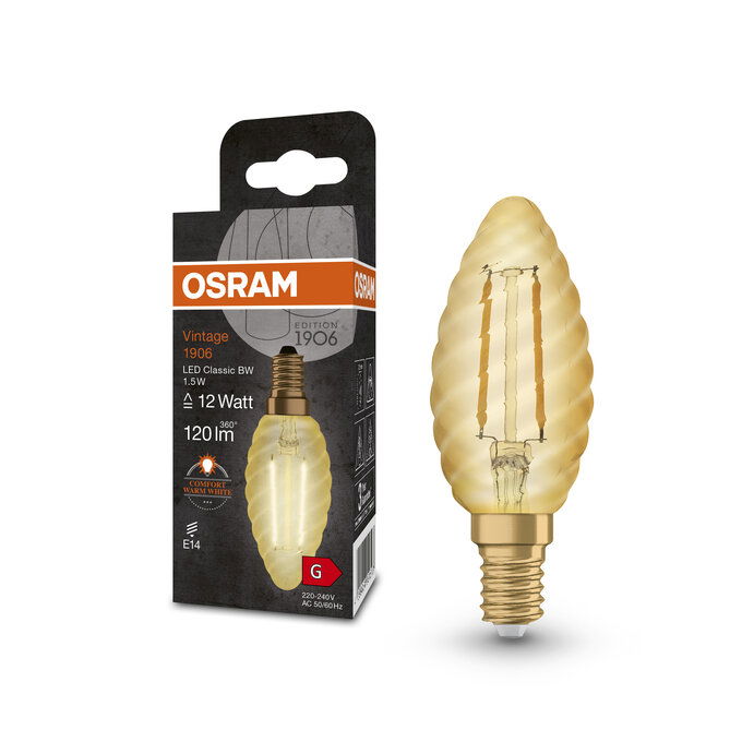 Vintage 1906 Classic BW 12 Filament 1.5W 824 Gold E14