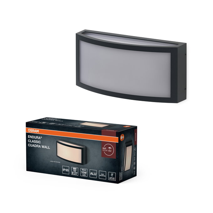 ENDURA Classic E27 IP65 Cuadra Wall Dark Grey