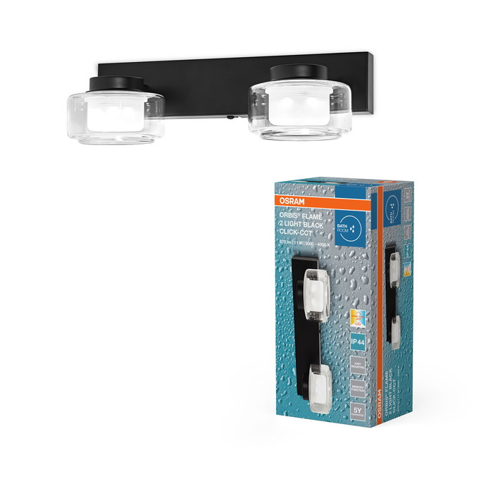 Orbis Flame 2X5.5W Click CCT IP44 Black