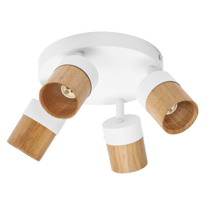 LED Spot Half Wood Line Plate 4xGU10 White and Wood Decor