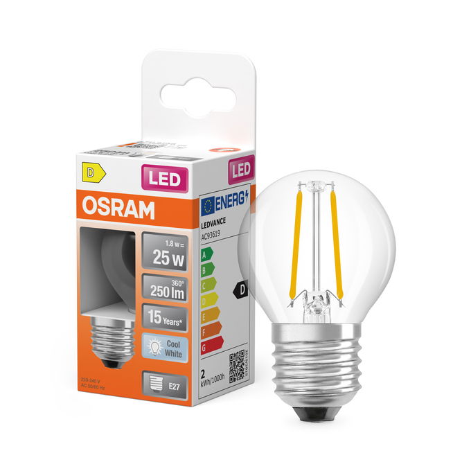 LED Star Classic P 25 Filament 1.8W 840 Clear E27