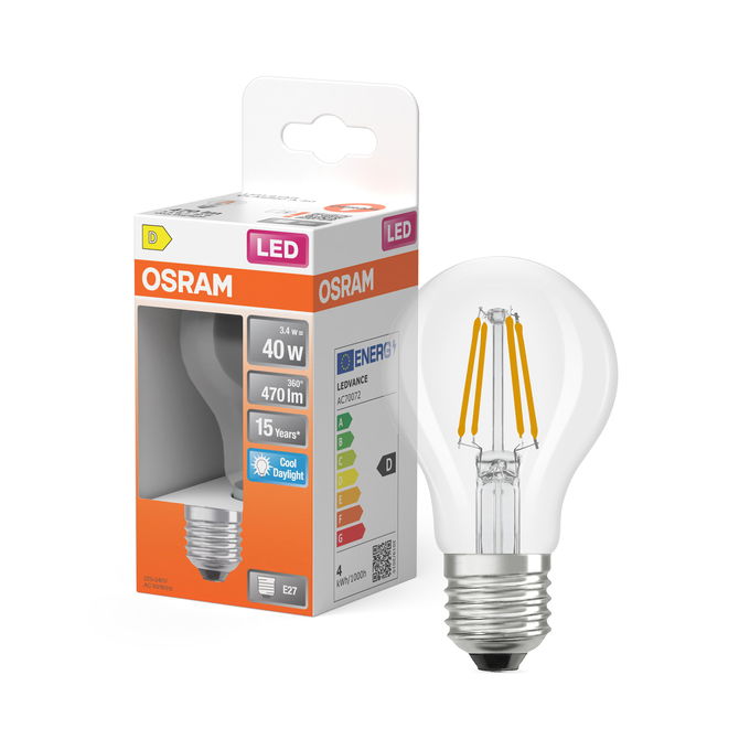 LED Star Classic A 40 Filament 3.4W 865 Clear E27