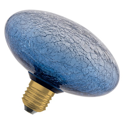DECOR LED FLAT LAMP 3.5W 827 E27 Non-Dim  IN CRACKED GLASS FLATTENED BLUE