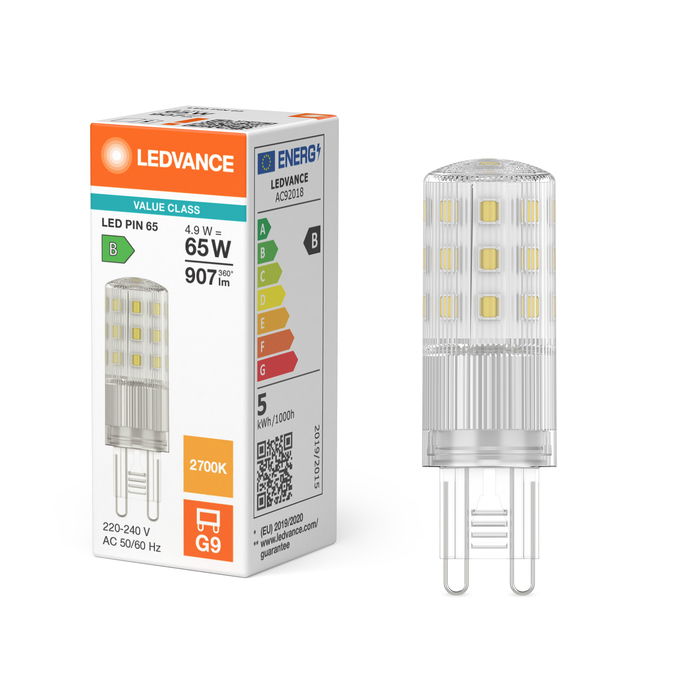 LED PIN 65 320° V 4.9W 827 Clear G9