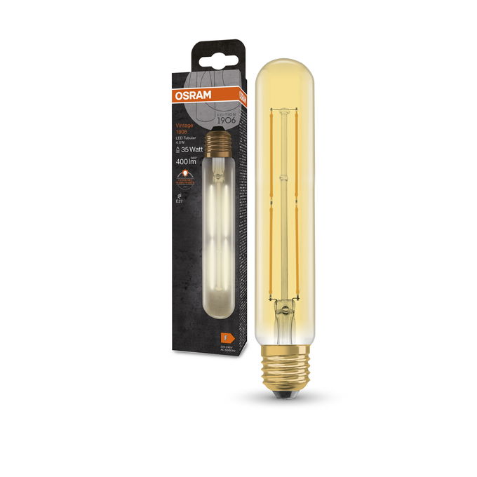 Vintage 1906 Tubular 35 Filament 4W 820 Gold E27