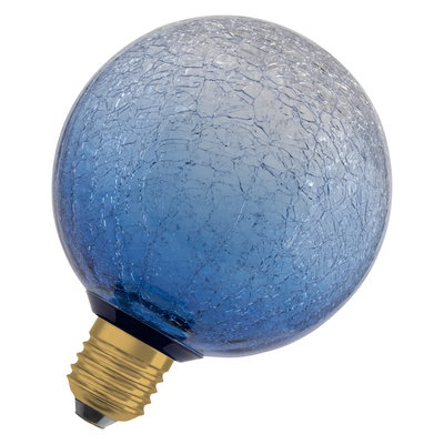 DECOR LED FLAT LAMP 3.5W 827 E27 Non-Dim  IN CRACKED GLASS ROUND BLUE